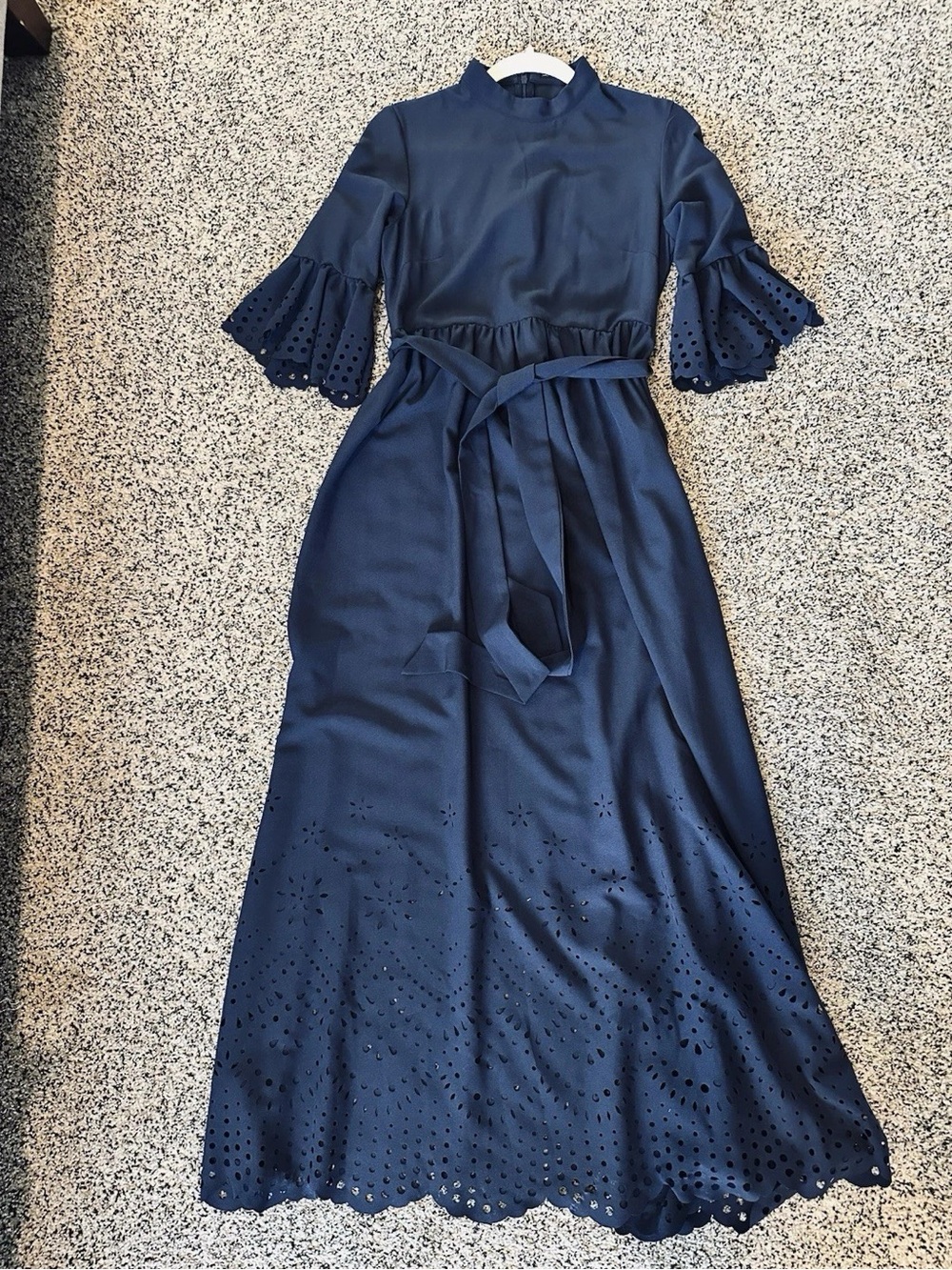 SHEIN Navy Blue Maxi Dress with Eyelet Details